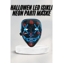 Aesco LED Işıklı Neon Maske Cadılar Bayramı Maskesi Korkunç Korku Maskesi