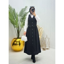 Moda Yağmur Betty Yelek Tesettür Takım Siyah