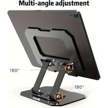 Maxi Trendy Metal Ergonomik Döndürme Taşınabilir Tablet Pc Standı | Katlanabilir Ayarlanabilir 360 Döner Masaüstü Ipad | Telefon | Ofis Için Tablet Tutucu | Ev Rafı | Yatak | Araba (1 Adet)