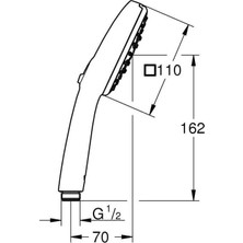 Maxi Trendy Comfort 110 El Duşu, 3 Akışlı (Masaj, Yağmur & Jet), Smartswitch, 110MM Kare Duş Başlığı, Silikon Halka, Kireç Önleyici Sistem, Krom, 26092001