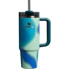 Maxi Trendy Pipetli Termos Bardak, 0.89 Litre, Turkuaz Desenli (Coastal Teal)