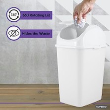 Maxi Trendy Superio Küçük 2,6 Litre Slim Çöp Kutusu, Beyaz