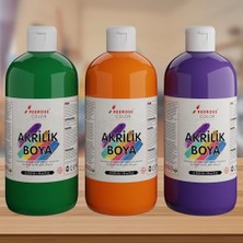 Maxi Trendy Yeşil, Mor, Turuncu Akrilik Boya 3'lü Set 3X500 gr