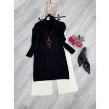 Moda Yağmur Tesettür Tunik Triko Siyah