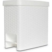 Maxi Trendy Rattan Kapaklı Kova, Plastik, Beyaz