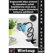 Wintoup #telefontutucu Spiral Gövdeli Esnek Masaüstü Konforlu Akrobat Telefon Tutucu Oynar Başlıklı Siyah