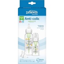Maxi Trendy Dar Ağız Antikolik Options+ Desenli Set (1X120 & 1X250 ml Pp Biberon, 2xl2 B. Emzik, Fırça)