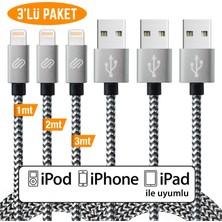 Maxi Trendy Hızlı USB Lightning Kablo – 3’lü Şarj Kablosu Seti - Xs/x/8 Plus/7/7 Plus/6/6 Plus/6s/6s Plus/5/5s/5c/se&ipad ile Uyumlu – Siyah Beyaz