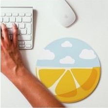 Maxi Trendy Limon Desenli Yuvarlak Mousepad 20 x 20 cm