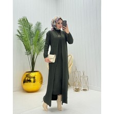 Moda Yağmur Eda Tesettür Takım Haki Yeşili
