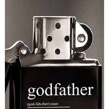 Maxi Trendy Godfather Tasarımlı Renkli Baskılı Siyah Benzinli Metal Çakmak