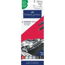 Maxi Trendy Goldfaber Sketch Araba Tasarım Markör Seti, 6’lı, Çift Uçlu, 0.6 mm Fineliner Uç, Kalıcı Mürekkep, Alkol Bazlı, Geri Dönüşümlü Gövde