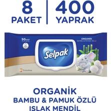 Selpak ® Organik Bambu ve Organik Pamuk Özlü Islak Mendil 8'li 400 Yaprak