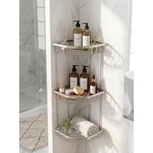 Abnturk 3 Katlı Paslanmaz Alüminyum Banyo Köşe Rafı-Duş Şampuanlık Organizer 58X28X25CM