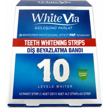 White Via WhiteVia Pap Technology Diş Beyazlatma Bandı Şeffaf 10 Paket (20 Strip) Peroksitsiz Diş Beyazlatıcı Bant