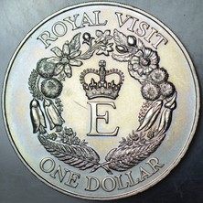 Banknoting Yeni Zelanda 1 Dolar 1986 Hatıra-Iı. Elizabeth Ziyareti. 40.000 Basılmıştır. 38,6 mm 28,3 Gr. Çil(-)