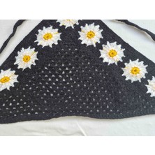 Saturno78 Siyah, Beyaz Çiçekli Örgü Bandana