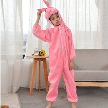 Küçük Hazine  Çocuk Tavşan Kostümü Pembe Renk 6-7 Yaş 120 cm