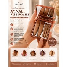 Yurish Taşınabilir Aynalı 5'li Makyaj Fırça Seti Göz Farı, Fondöten, Allık Karıştırma, Makyaj Fırçaları