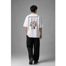 Posh Cabal A03042 Baskılı Oversize Beyaz Erkek T-Shirt