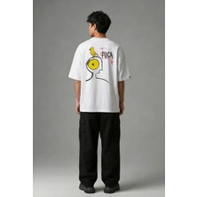 Posh Cabal A03029 Baskılı Oversize Beyaz Erkek T-Shirt