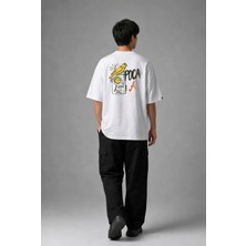 Posh Cabal A03032 Baskılı Oversize Beyaz Erkek T-Shirt