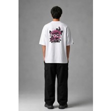 Posh Cabal A02003 Baskılı Oversize Beyaz Erkek T-Shirt