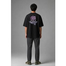 Posh Cabal A02100 Baskılı Oversize Siyah Erkek T-Shirt