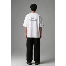 Posh Cabal A03058 Baskılı Oversize Beyaz Erkek T-Shirt