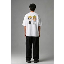 Posh Cabal A02026 Baskılı Oversize Beyaz Erkek T-Shirt