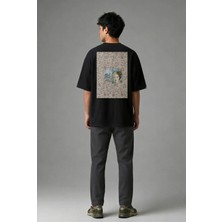 Posh Cabal A02106 Baskılı Oversize Siyah Erkek T-Shirt