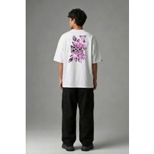 Posh Cabal A02012 Baskılı Oversize Beyaz Erkek T-Shirt
