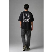 Posh Cabal A01079 Baskılı Oversize Siyah Erkek T-Shirt