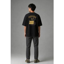 Posh Cabal A02086 Baskılı Oversize Siyah Erkek T-Shirt