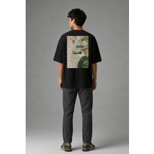 Posh Cabal A02101 Baskılı Oversize Siyah Erkek T-Shirt