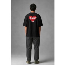 Posh Cabal A02018 Baskılı Oversize Siyah Erkek T-Shirt