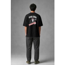 Posh Cabal A01088 Baskılı Oversize Siyah Erkek T-Shirt