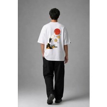 Posh Cabal A02074 Baskılı Oversize Beyaz Erkek T-Shirt