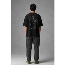 Posh Cabal A01128 Baskılı Oversize Siyah Erkek T-Shirt