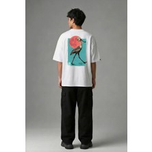 Posh Cabal A02123 Baskılı Oversize Beyaz Erkek T-Shirt