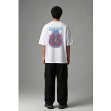 Posh Cabal A02046 Baskılı Oversize Beyaz Erkek T-Shirt