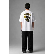 Posh Cabal A02087 Baskılı Oversize Beyaz Erkek T-Shirt