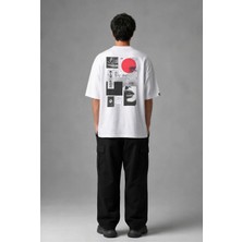 Posh Cabal A02139 Baskılı Oversize Beyaz Erkek T-Shirt