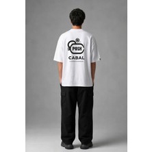 Posh Cabal A03045 Baskılı Oversize Beyaz Erkek T-Shirt