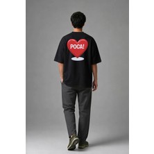 Posh Cabal A02014 Baskılı Oversize Siyah Erkek T-Shirt