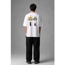 Posh Cabal A02028 Baskılı Oversize Beyaz Erkek T-Shirt