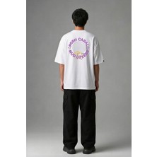 Posh Cabal A02095 Baskılı Oversize Beyaz Erkek T-Shirt