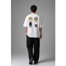 Posh Cabal A02034 Baskılı Oversize Beyaz Erkek T-Shirt