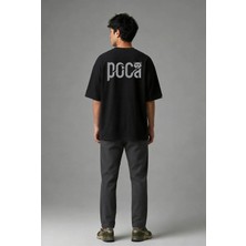 Posh Cabal A02091 Baskılı Oversize Siyah Erkek T-Shirt