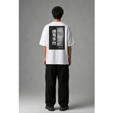 Posh Cabal A03125 Baskılı Oversize Beyaz Erkek T-Shirt